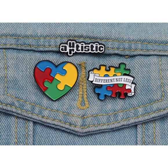 Other - (3) Autism Awareness Autistic Puzzle Lapel Enamel Pins